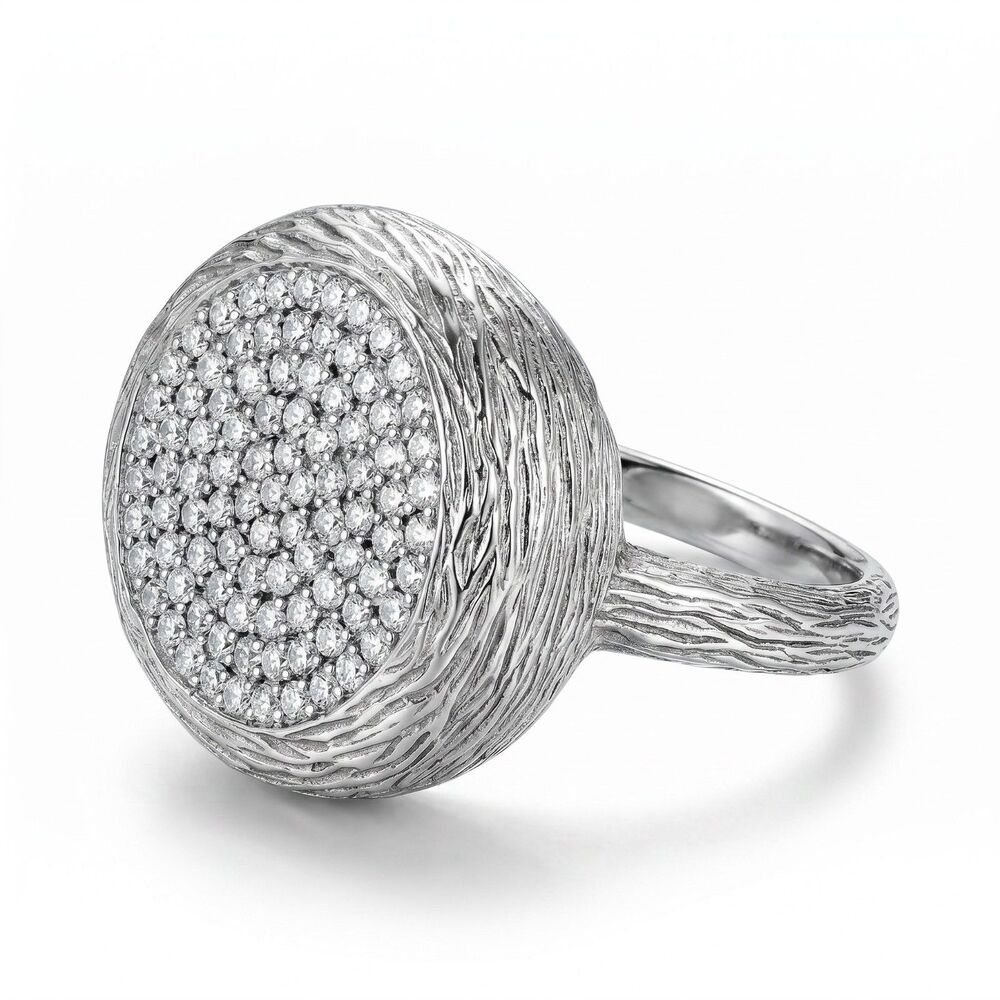 Vintage Barbara Bixby Pave Diamond Birds Nest Style Ring Sz 8.75 925 Silver QVC